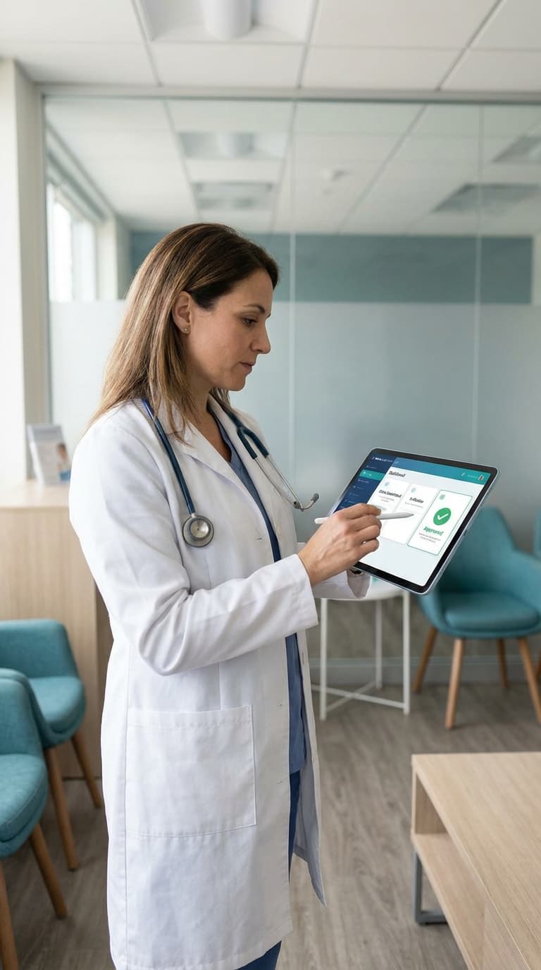 Doctor using AVA platform on tablet